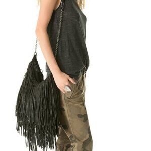 New $400 Monserat De Lucca Bochoa Fringe Bag Black Anthropologie